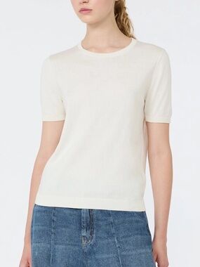 451. Weekend Max Mara Cream Knit Short Sleeve Top